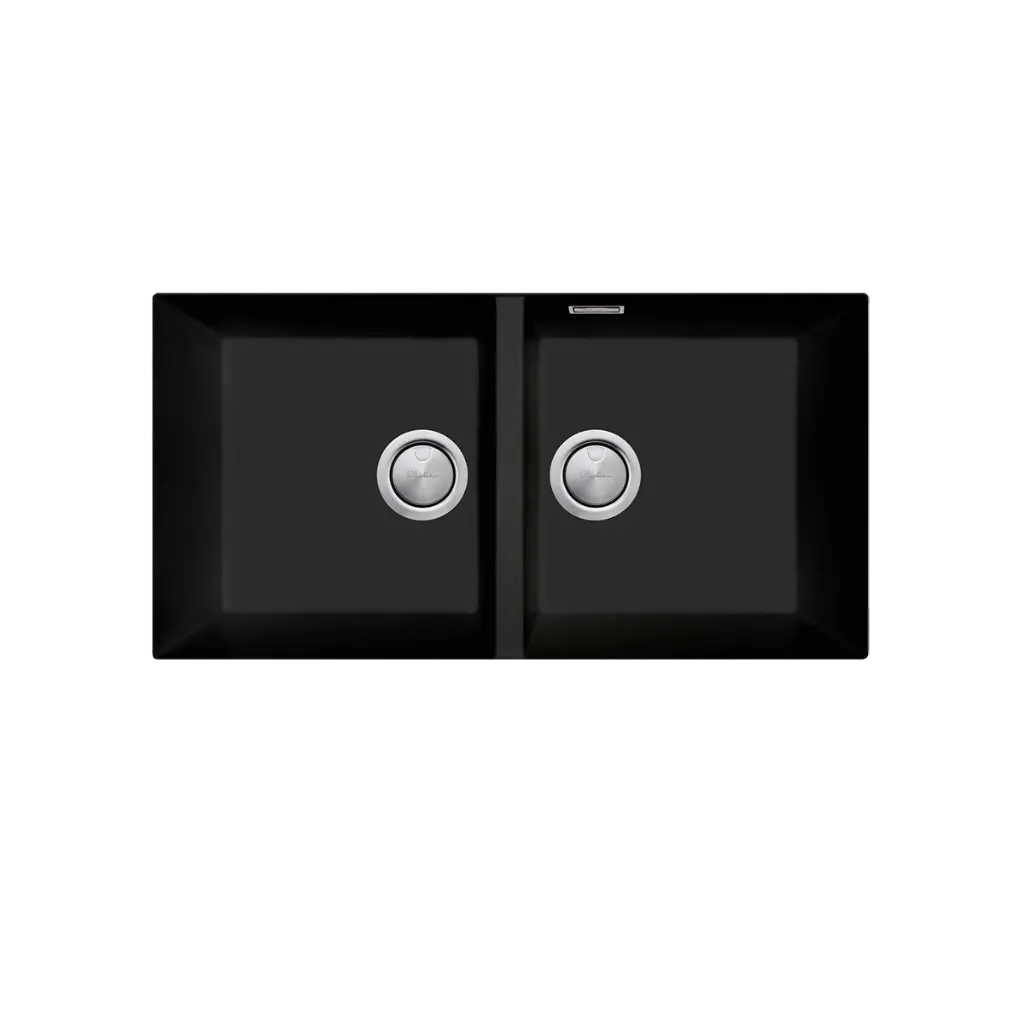 [7116076] Oliveri Santorini Matte Black Double Bowl Undermount Sink & Of Nth