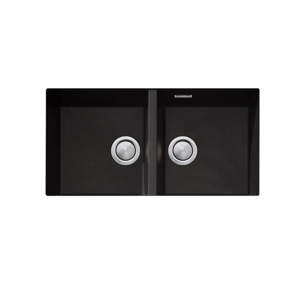 [7116102] Oliveri Santorini Black Double Bowl Undermount Sink & Of Nth