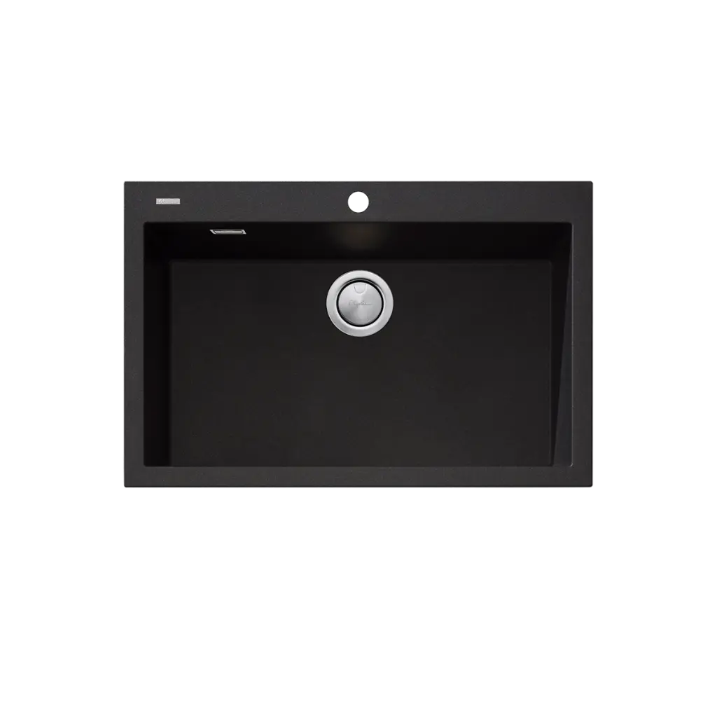 [7116105] Oliveri Santorini Black Single Mega Bowl Topmount Sink & Of 1Th