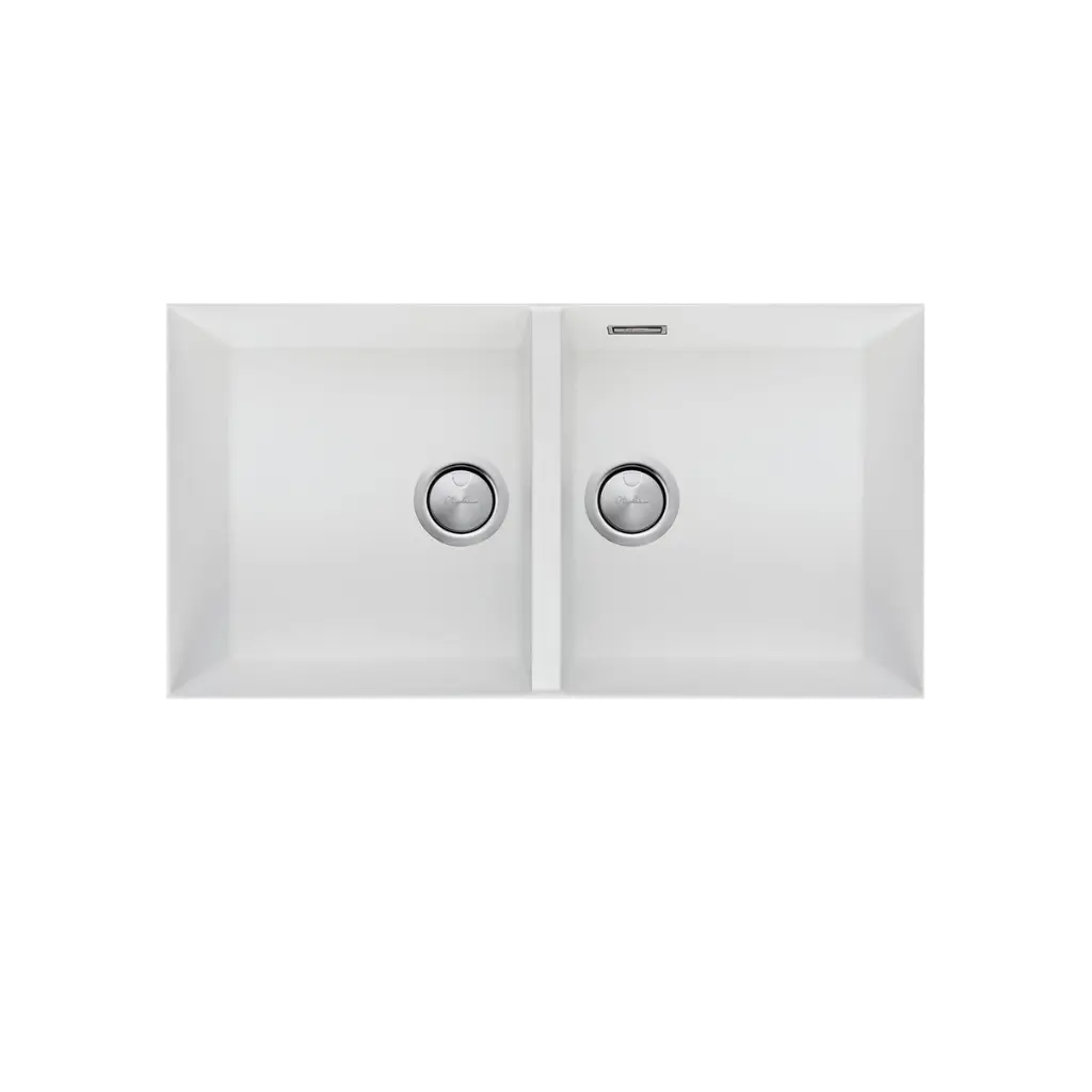 [7116110] Oliveri Santorini White Double Bowl Undermount Sink & Of Nth