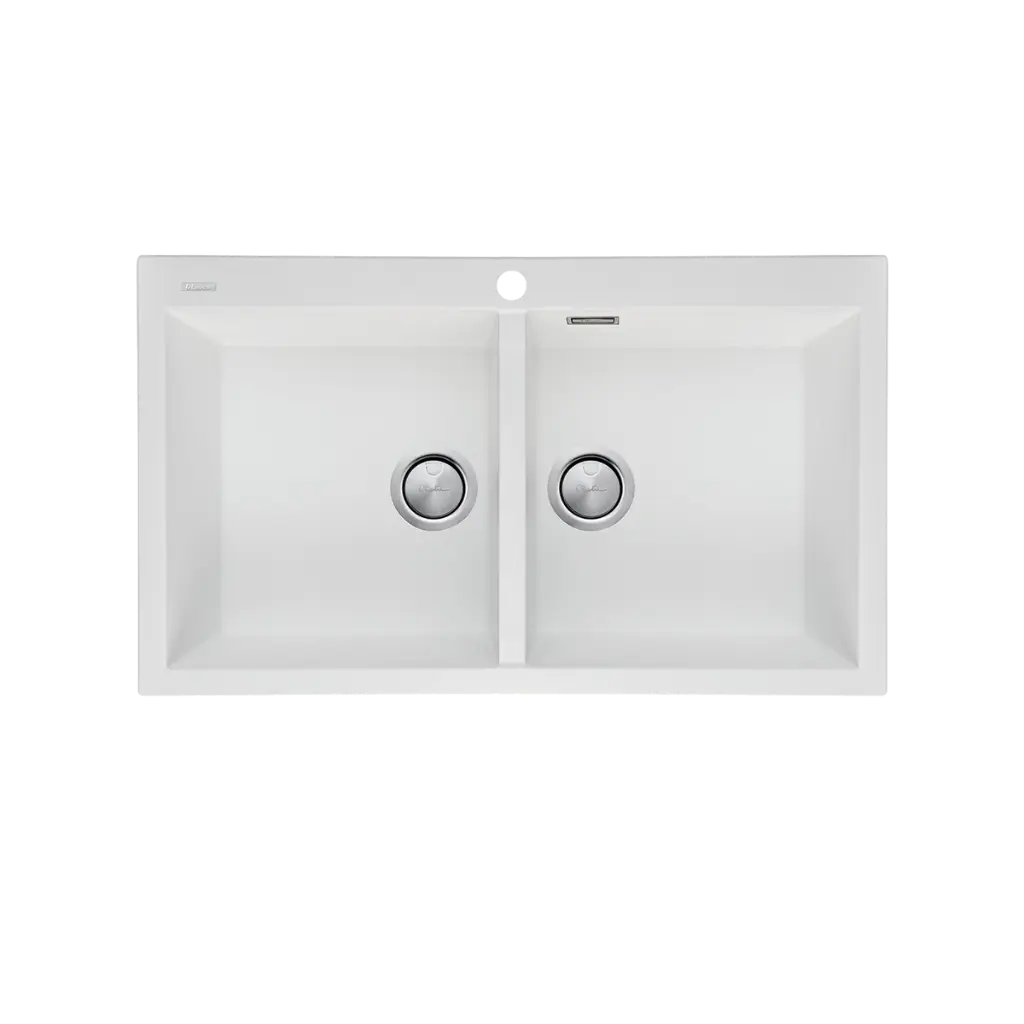 [7116111] Oliveri Santorini White Double Bowl Topmount Sink & Of 1Th