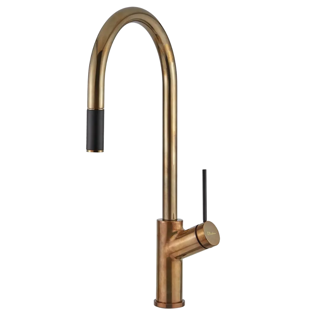 [7115824] Oliveri Vilo Pull Out Mixer Tap Natural Brass