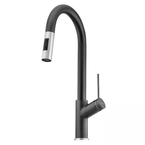 [7111648] Oliveri Vilo Pull Out Spray Mixer Tap Black Granite