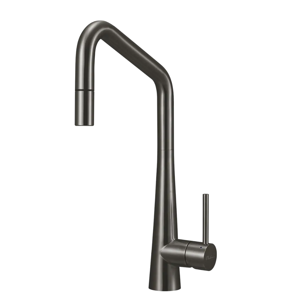 [7116086] Oliveri Essente Pull Out Square Gooseneck Mixer Tap 316Ss Gunmetal