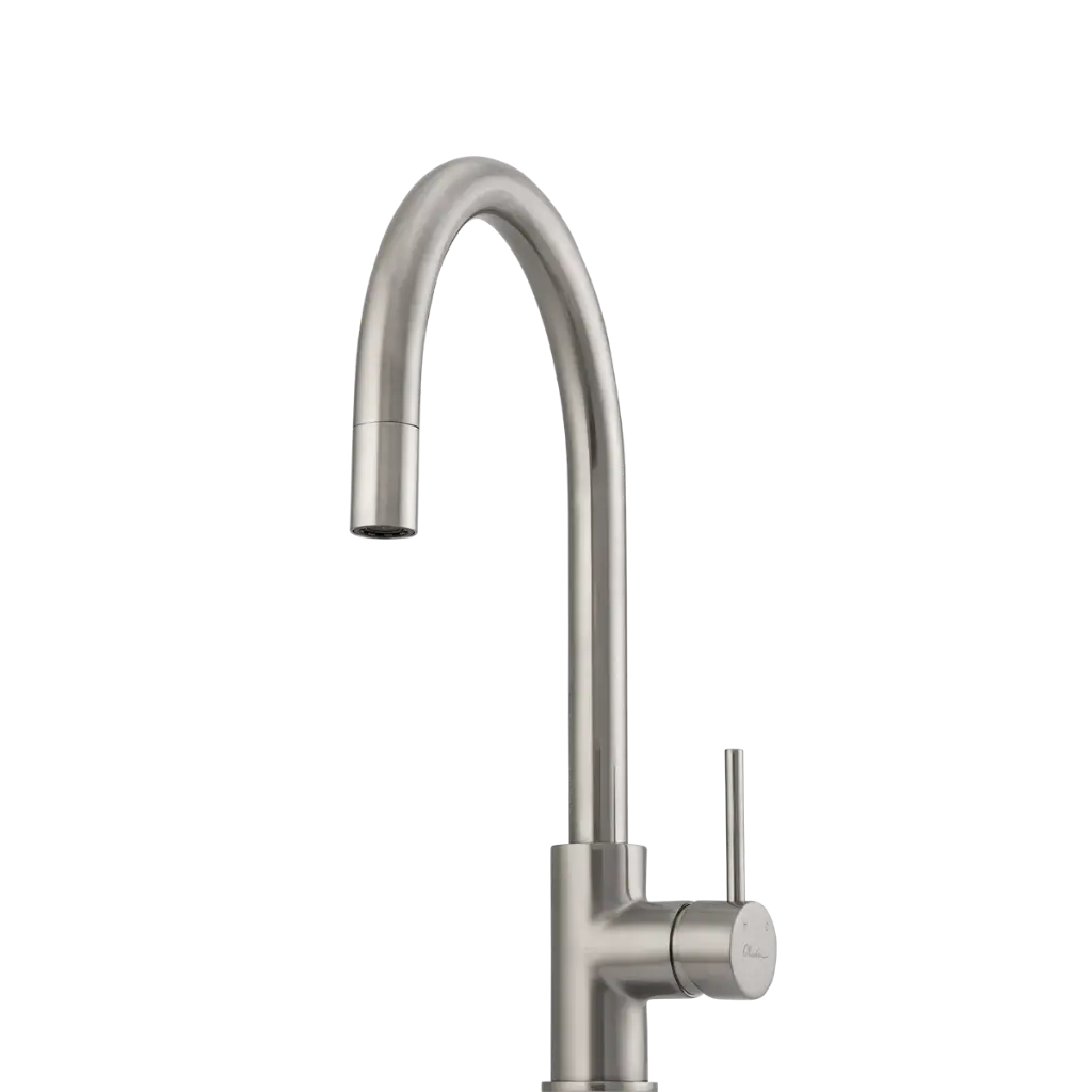 [7115834] Oliveri Venice Pull Out Gooseneck Mixer Tap Brushed Nickel