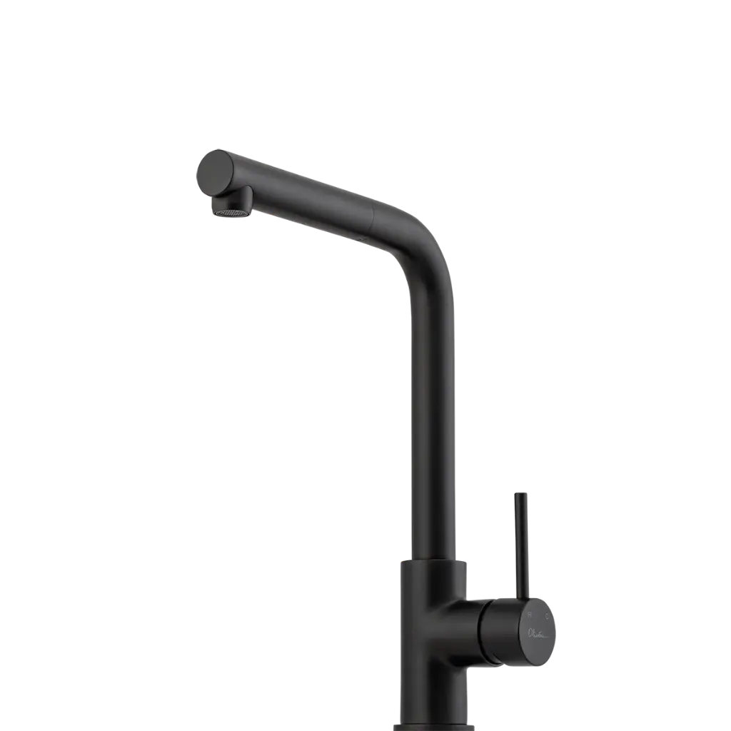 [7115839] Oliveri Venice Pull Out Right Angle Mixer Tap Matte Black