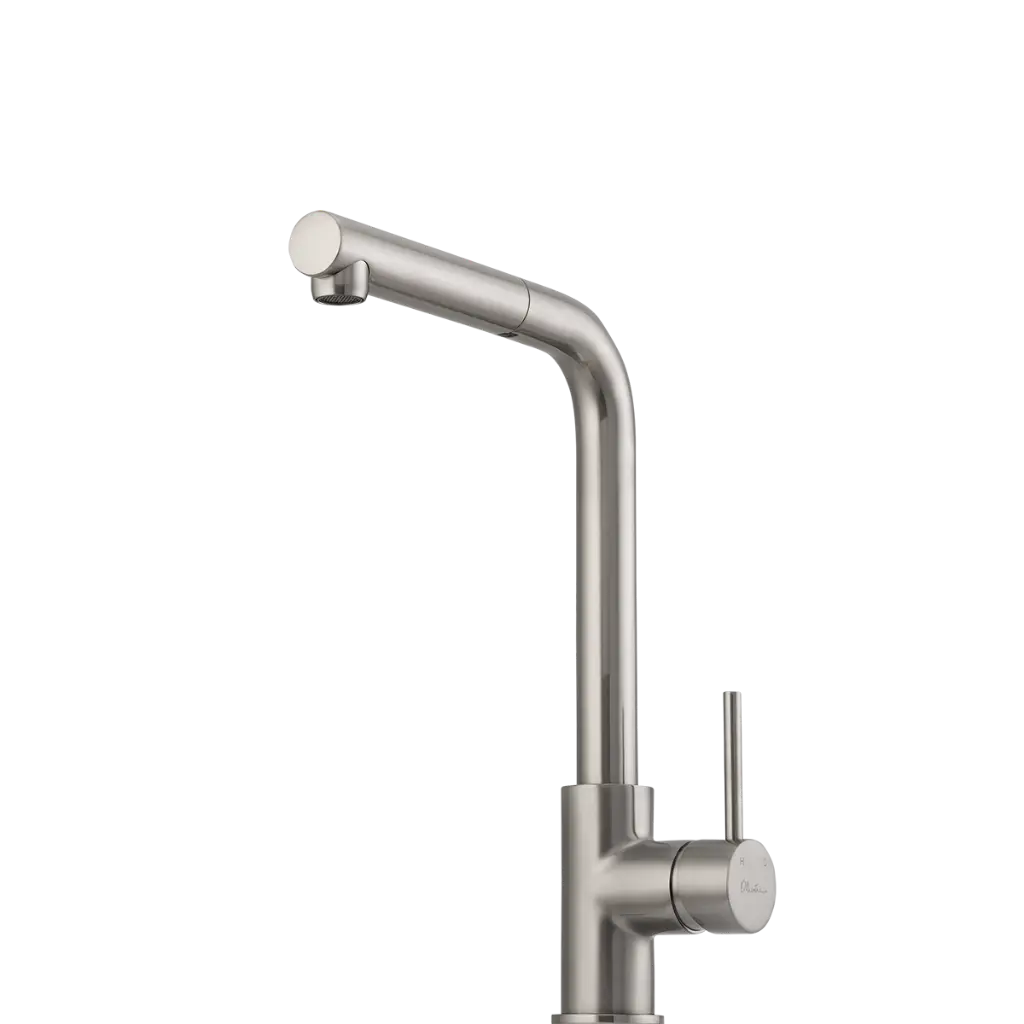 [7115840] Oliveri Venice Pull Out Right Angle Mixer Tap Brushed Nickel