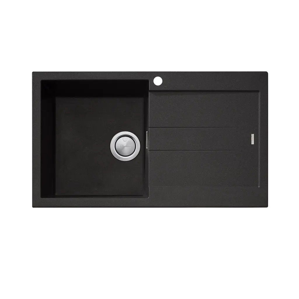 [7115788] Oliveri Santorini Black Single Bowl Sink W/ Drainer & Of 1Th (LHS Bowl)