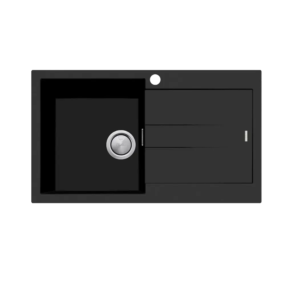 [7116070] Oliveri Santorini Matte Black Single Bowl Sink W/ Drainer & Of 1Th (LHS Bowl)