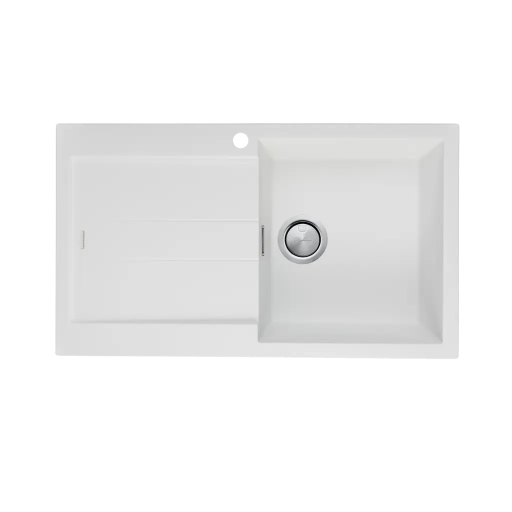 [7115794] Oliveri Santorini White Single Bowl Sink W/ Drainer & Of 1Th (LHS Bowl)