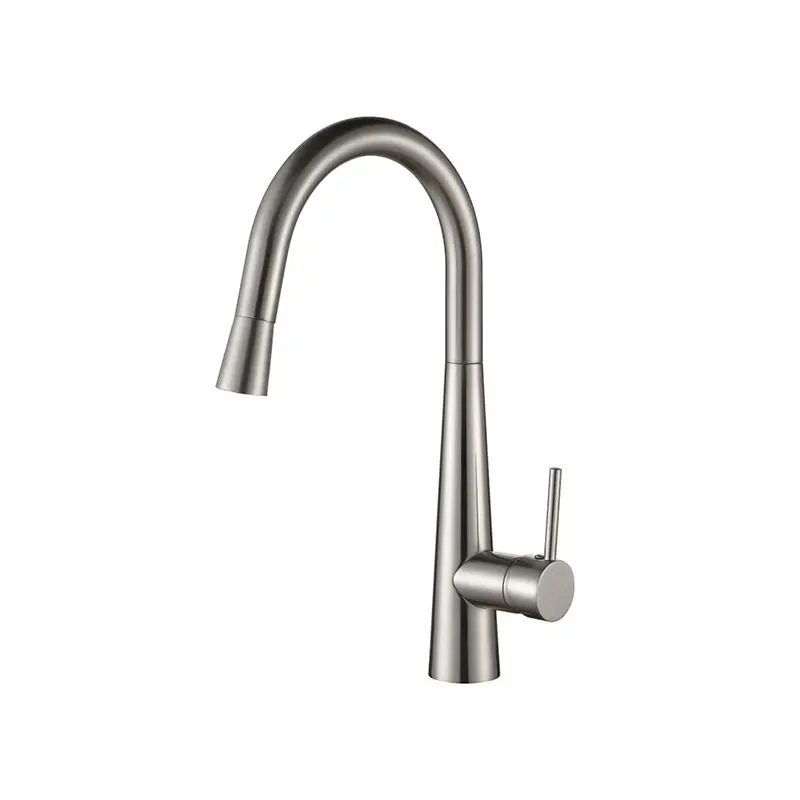 [KMCBK-KM005BN] Zeus Apollo Pull Out Gooseneck Kitchen Mixer 105 Chrome (Brush Nickel)