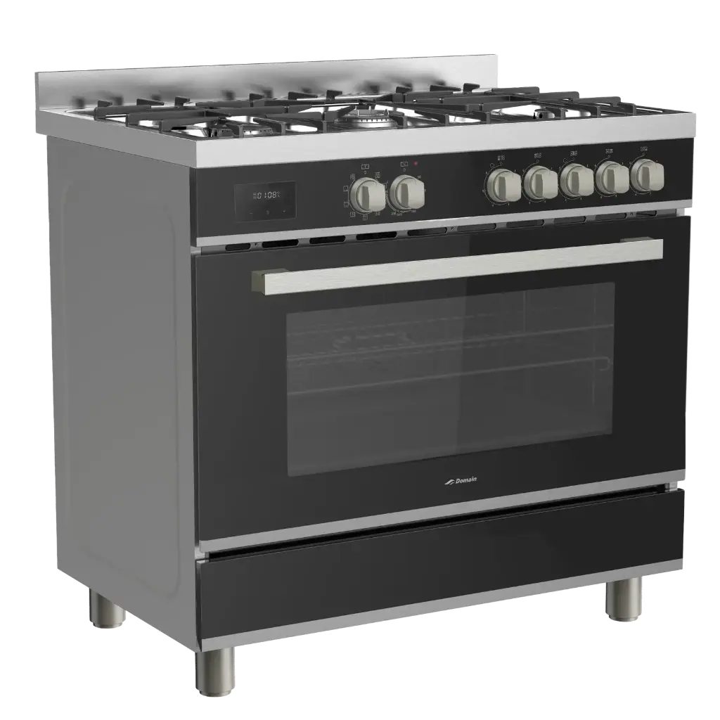 Domain 9 Function Black Glass Freestanding Cooker - 900mm 