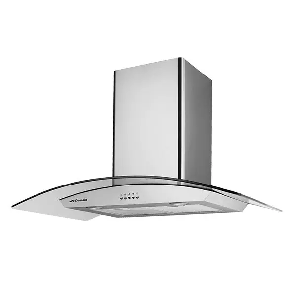 [AP-RHD90CV] Domain Stainless Steel Curved Glass Canopy Rangehood 900mm 