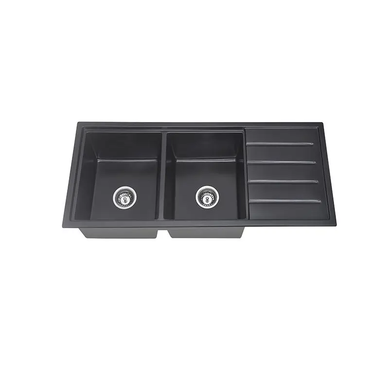 [KSKBK-BKGS11649] Zeus Prometheus Under/Overmount Double Bowl Granite Sink 1160 x 490 x 230mm