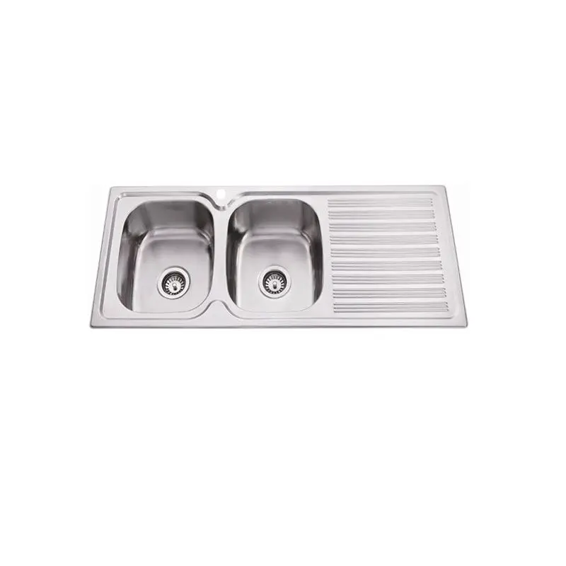 [KSKBK-BK1181LS] Zeus Cronos Square Line Double Bowl Sink 1180X480 Stainless Steel (LHS Bowl)
