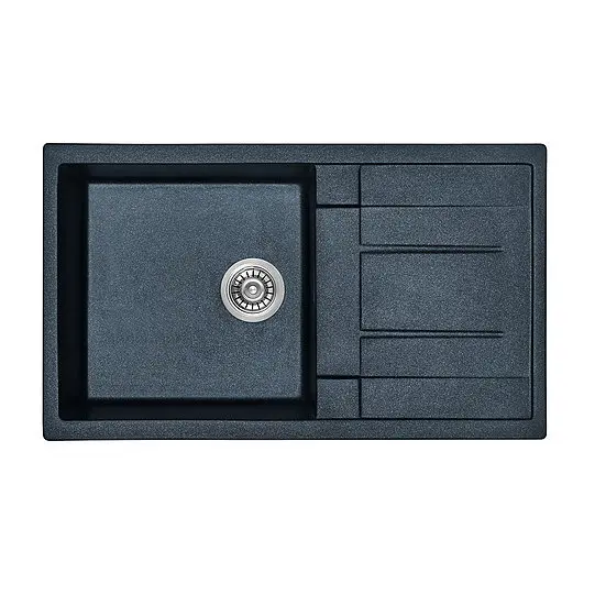 [KSKDM-STS100] Domain Single Bowl Black Granite Stone Topmount Kitchen Sink with Drainer 860mm